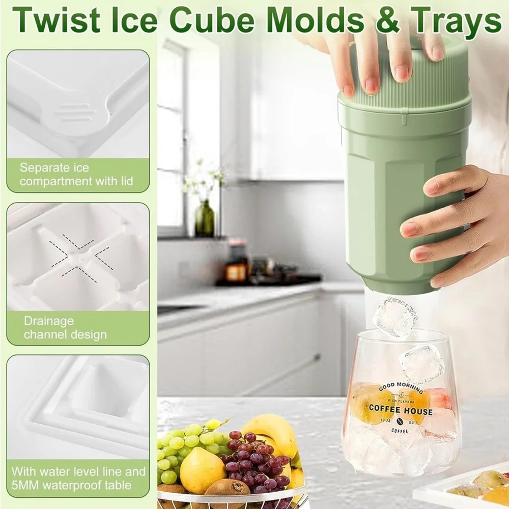 Zero-Touch Ice Cube Mold Release & Trays (8) with Lids